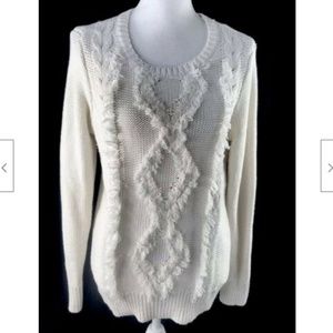 *Banana Republic Fringe Crochet Sweater Ivory